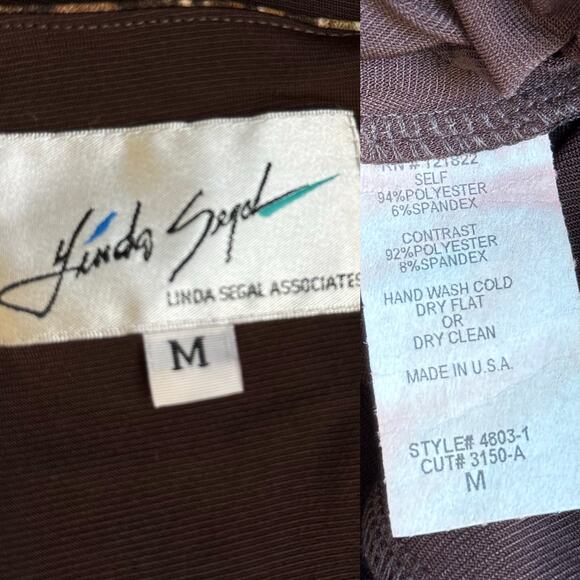 NWT Vintage 1990's Linda Segal Brown V Neck Long Sleeve Top Women's Medium - Picture 9 of 9